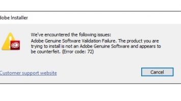 adobe error 72