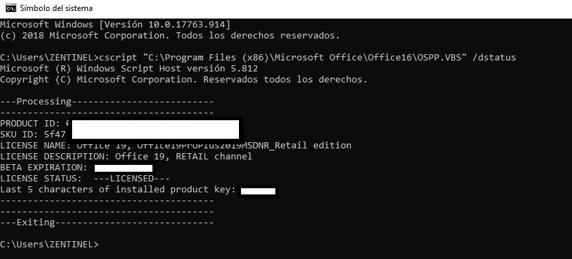 Cambiar o ver clave de Office instalada 