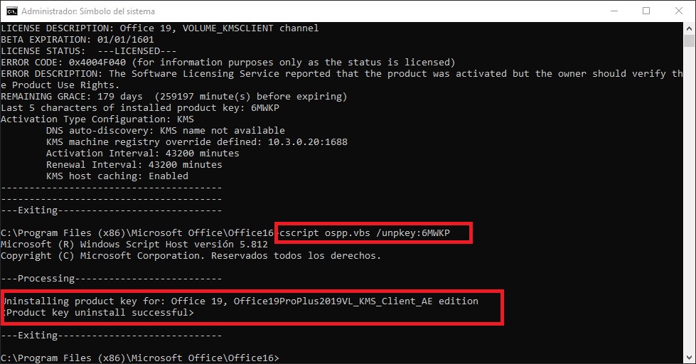 Como eliminar Office pirata, KMS o de prueba 