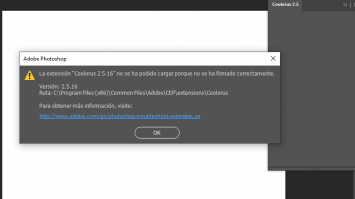 photoshop plugin no se ha firmado correctamente