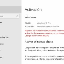 error 0x87E107F9 al activar windows
