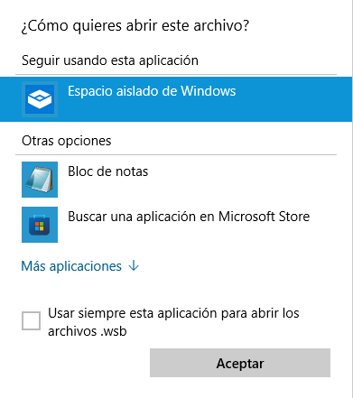 ejecutar espacio aislado windows