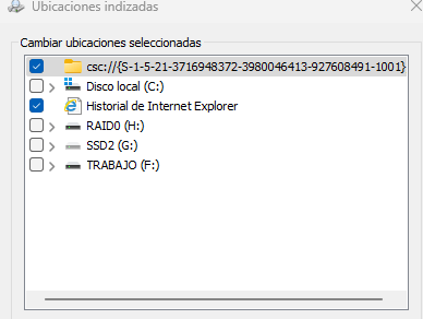 indizacion en windows