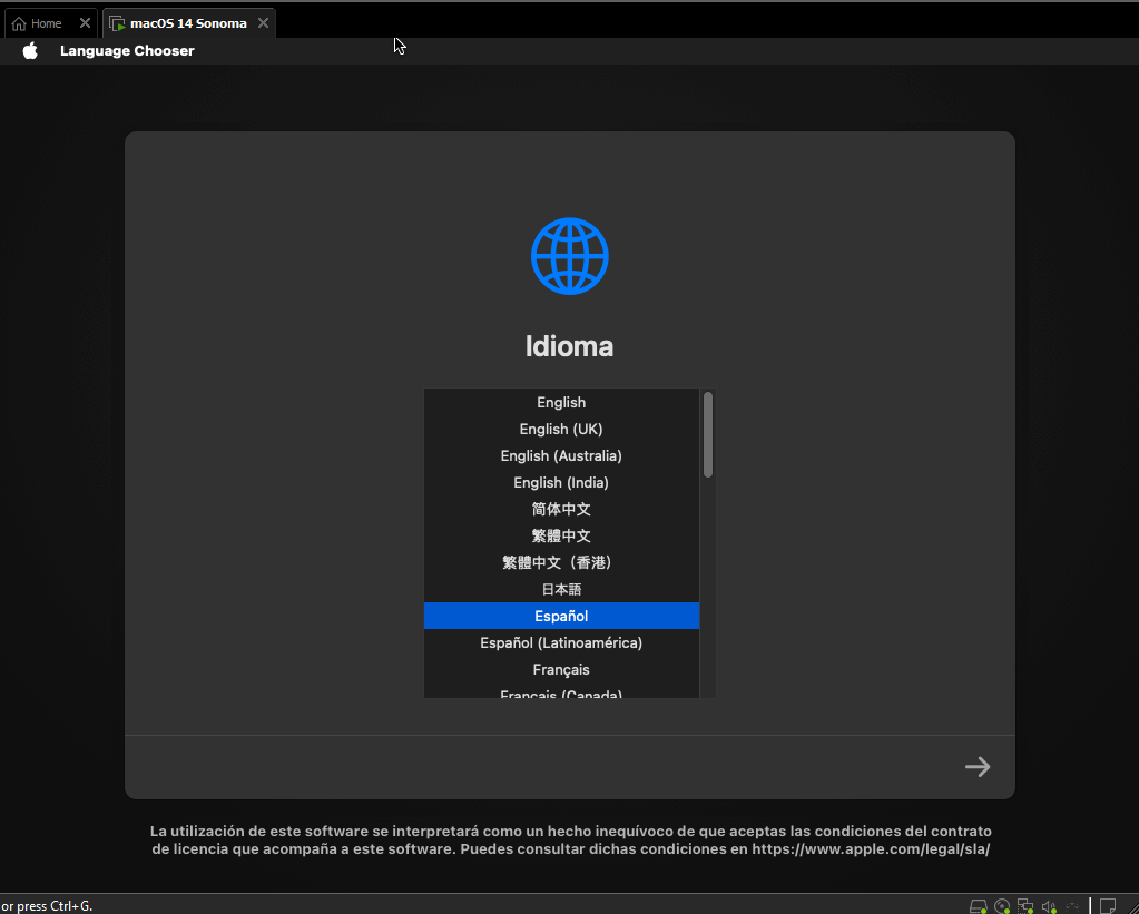 instalar sonoma vmware