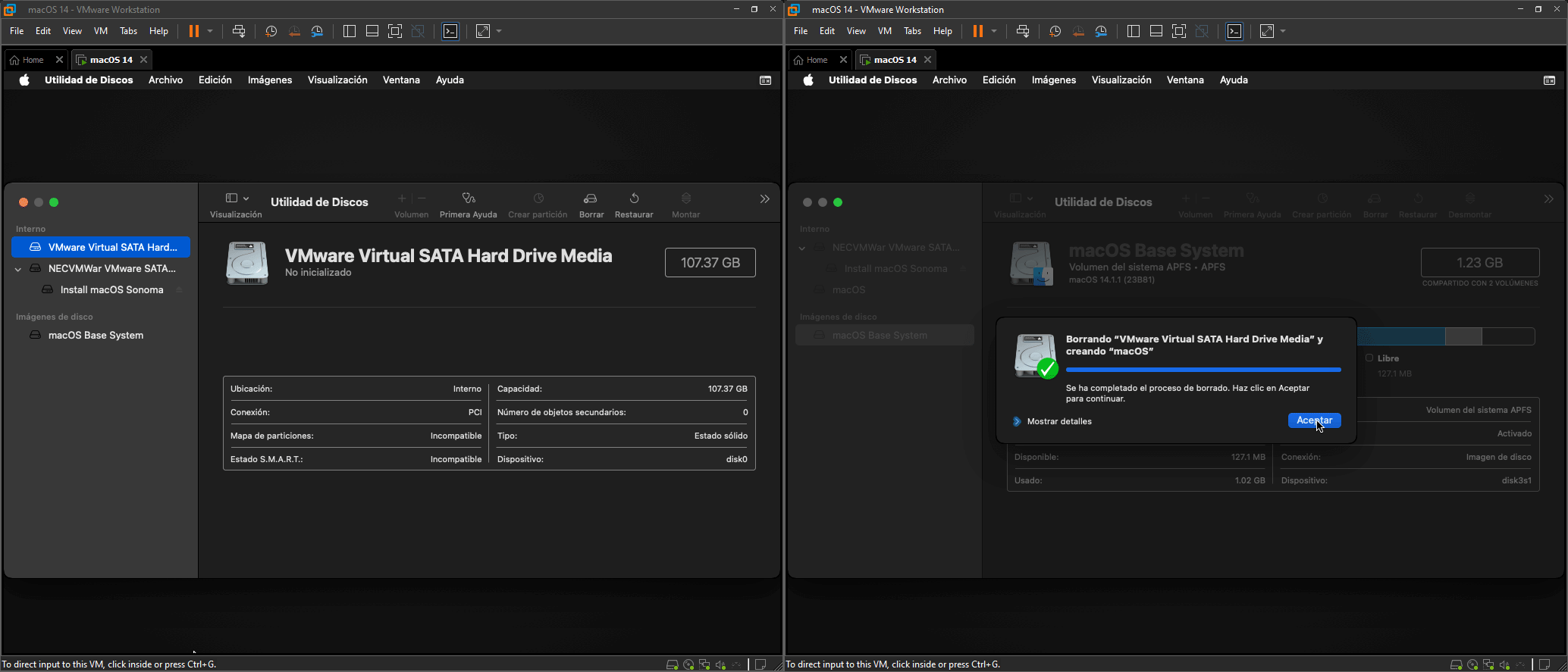 instalar sonoma vmware