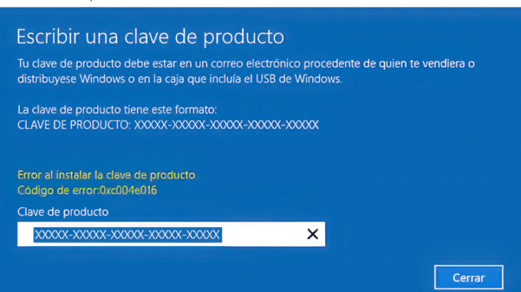 error 0xc004e016 activar windows