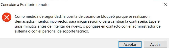 escritorio remoto usuario bloqueado