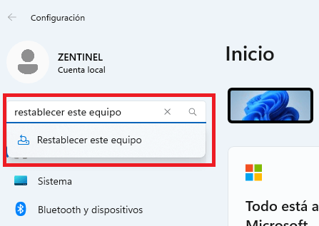 restablecer windows 10