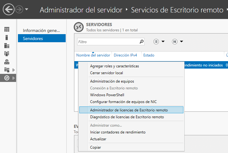 escritorio remoto servidor
