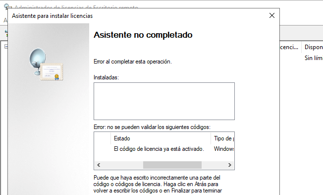 reinstalar licencias rds cal