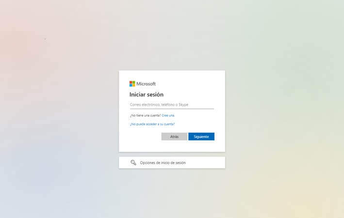 Inicio sesion Microsoft