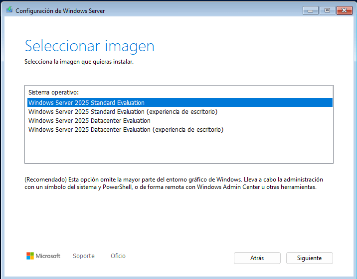 instalar windows server 2025