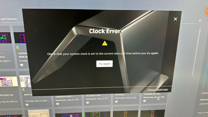 Clock error Autodesk