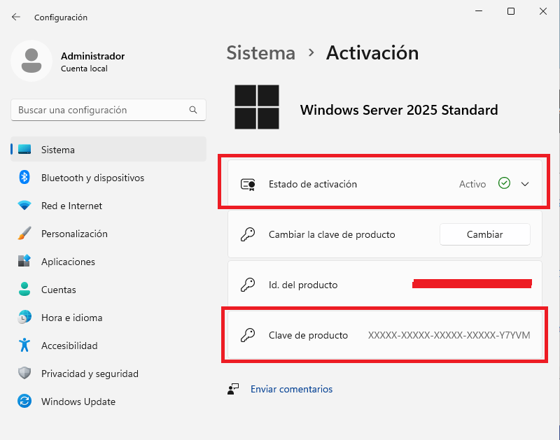activar server 2025