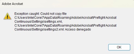 The file PreflightLib.dll is missing or corrupt