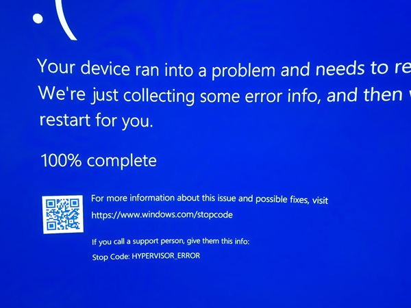 Solución al pantallazo azul HYPERVISOR_ERROR