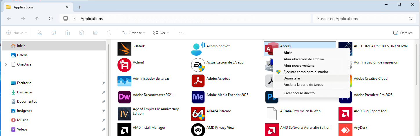 eliminar programas windows 11