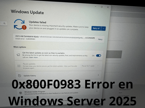 0x800F0983 Error en Windows Server 2025
