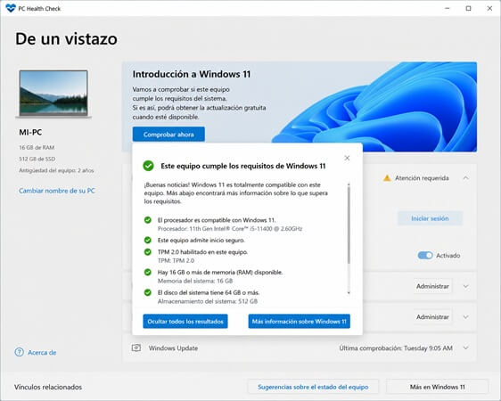migrar Windows 10 a Windows 11 Pro empresa comprobación compatibilidad