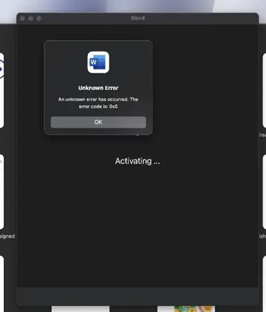 Error 0x0 en Word Mac