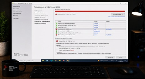 No se puede actualizar a SQL Server 2022 por una instancia inactiva
